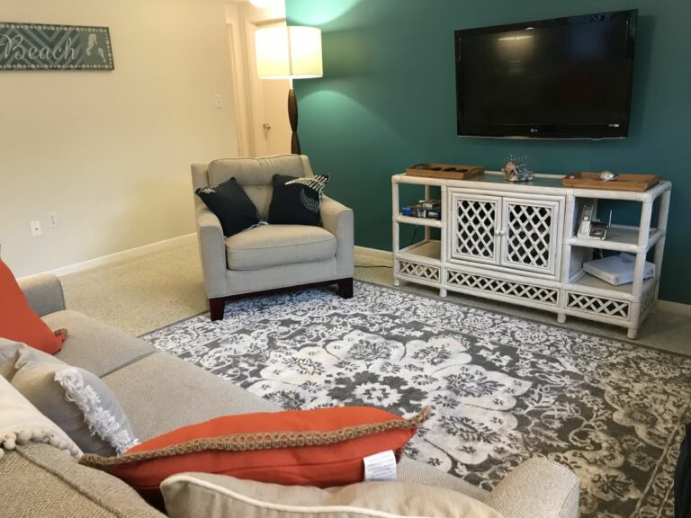 Redecorated, big-screen TV with streaming, and comfortable seating.